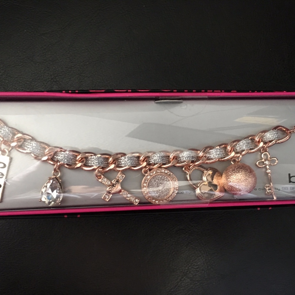 bebe Gold & Silver Charm Bracelet Key Locket Cross